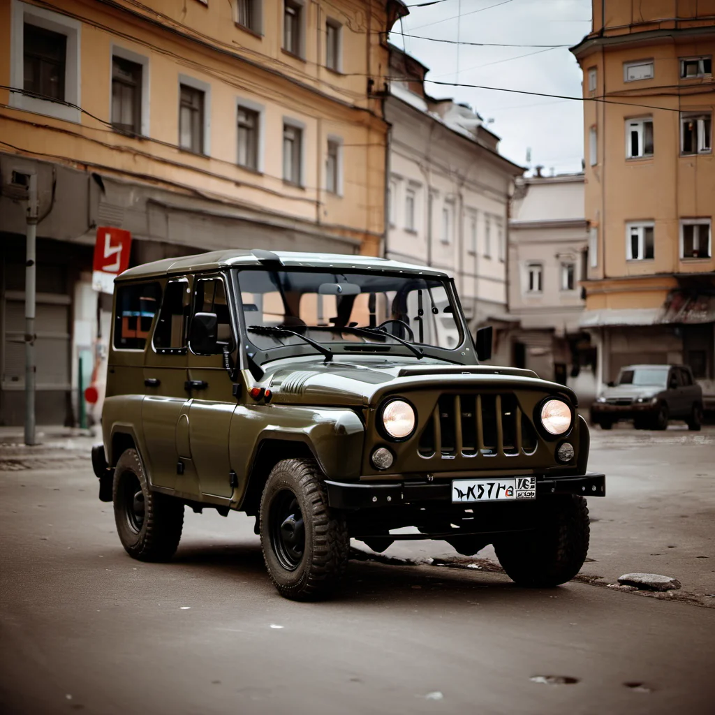 a photo of uaz_hunter in city, cinematic shot <lora:uaz_hunter:1>