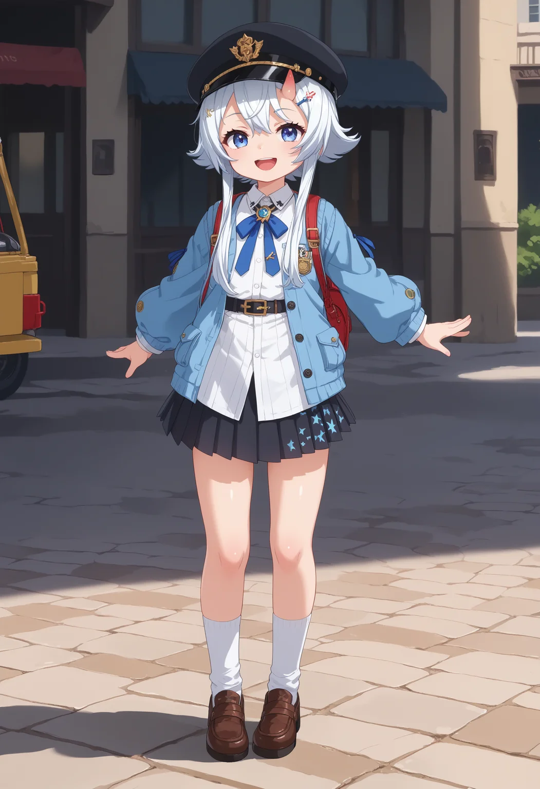 score_9, score_8_up, score_7_up, BREAK source_anime, masterpiece, anime screencap, shiny skin,
1girl, solo, smile, open mouth, full_body_shot,
sakiri,
<lora:sakiri.pony:1>