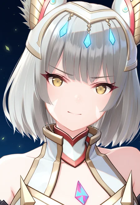masterpiece, best quality, good quality, portrait, xenoblade, inverted core crystal, yellow eyes, face paint, tiara, nia <lora:nia illustrious 091:1>