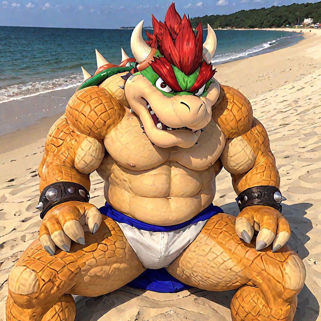 Bowser, relaxing at the beach