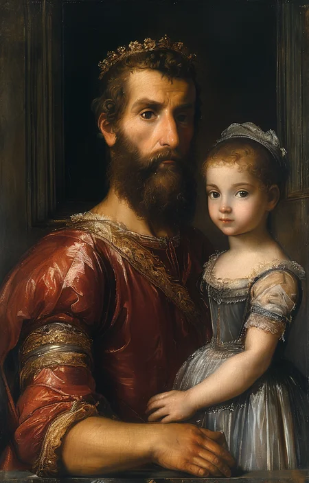 masterpiece,best quality,<lora:tbh195-sdxl:0.9>,illustration,style of Titian, portrait of family