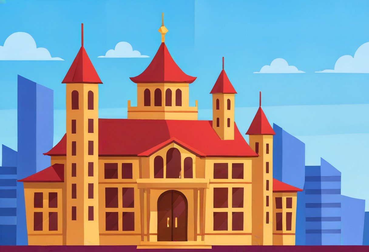 vectback24, minimalistic, vector art, lean lines, illustration, graphic design, vector graphics, building, 
fantasy capital