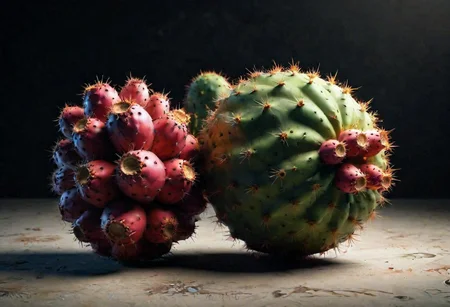 Ripe red pitahaya fruit in harshly lit photo studio., unreal engine 5, 8k, Stable_Yogis_PDXL_Positives
