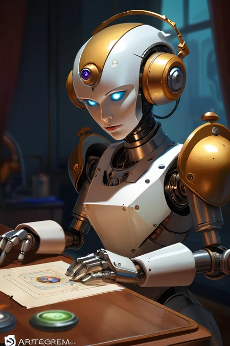 1950's robot typists, vintage 80s print, trending on artstation<lora:helios666:0.8><lora:add-detail-xl:0.7>