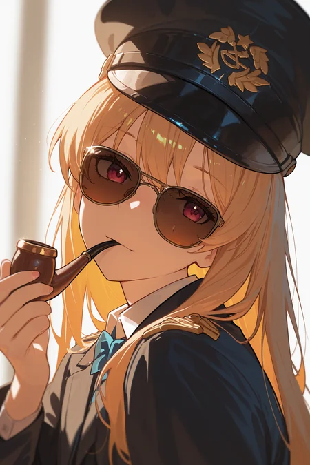 masterpiece, best quality, absurdres, safe
1girl, smoking pipe, mouth hold, peaked cap, sunglasses,
<lora:smoking_pipe_detective_il_1_d16:1>