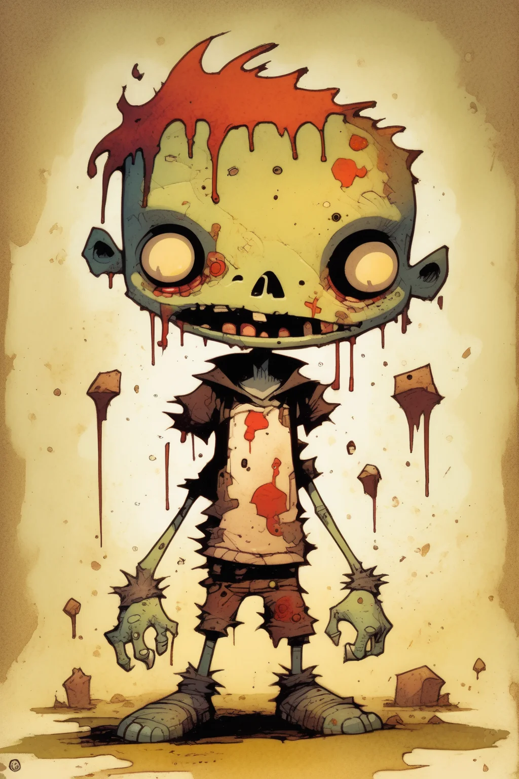 <lora:Skottie Young Style:1>Skottie Young Style - cute zombie in Brian Kesinger style