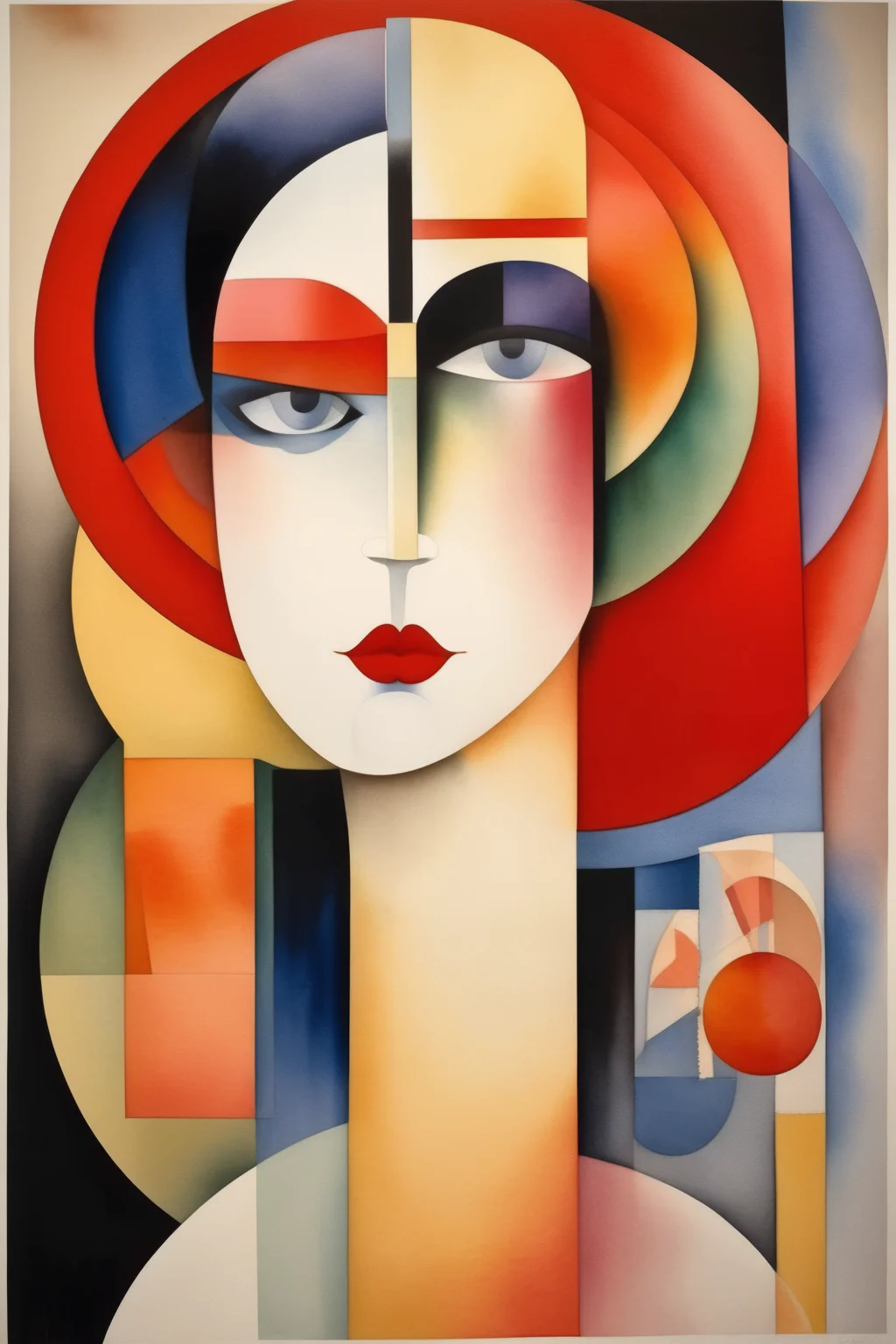 <lora:Jean Metzinger Style:1>Jean Metzinger Style - Timeless beauty minimalistic art in watercolor in syle of Richard Lindner
