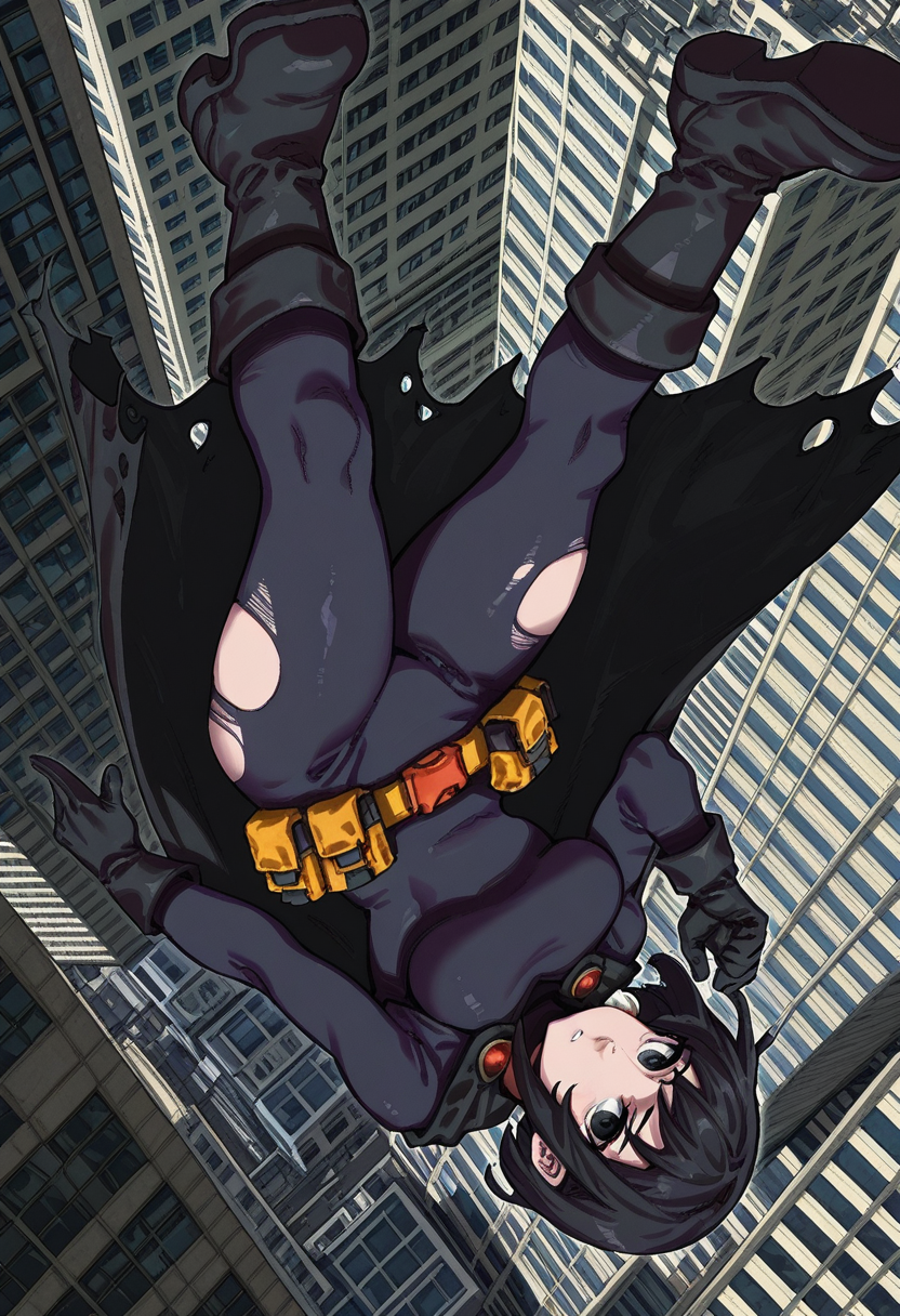  (score_9,score_8_up:1.1),score_7_up, high quality,

Ireading62, 1girl, torn clothes, solo, black hair, cape, falling, bodysuit, gloves, utility belt, belt, black bodysuit, boots, breasts, pouch, superhero, black cape, black gloves, building, medium breasts, torn bodysuit, torn cape, short hair, black footwear, looking at viewer, belt pouch, black eyes
