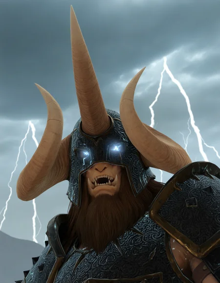 masterpiece, good quality, best quality, solo, lightning, storm, electricity, glowing eyes,
KholekSuneater, male focus, armor, horns, close-up, 
 <lora:KholekSuneater_Vpred:0.8>