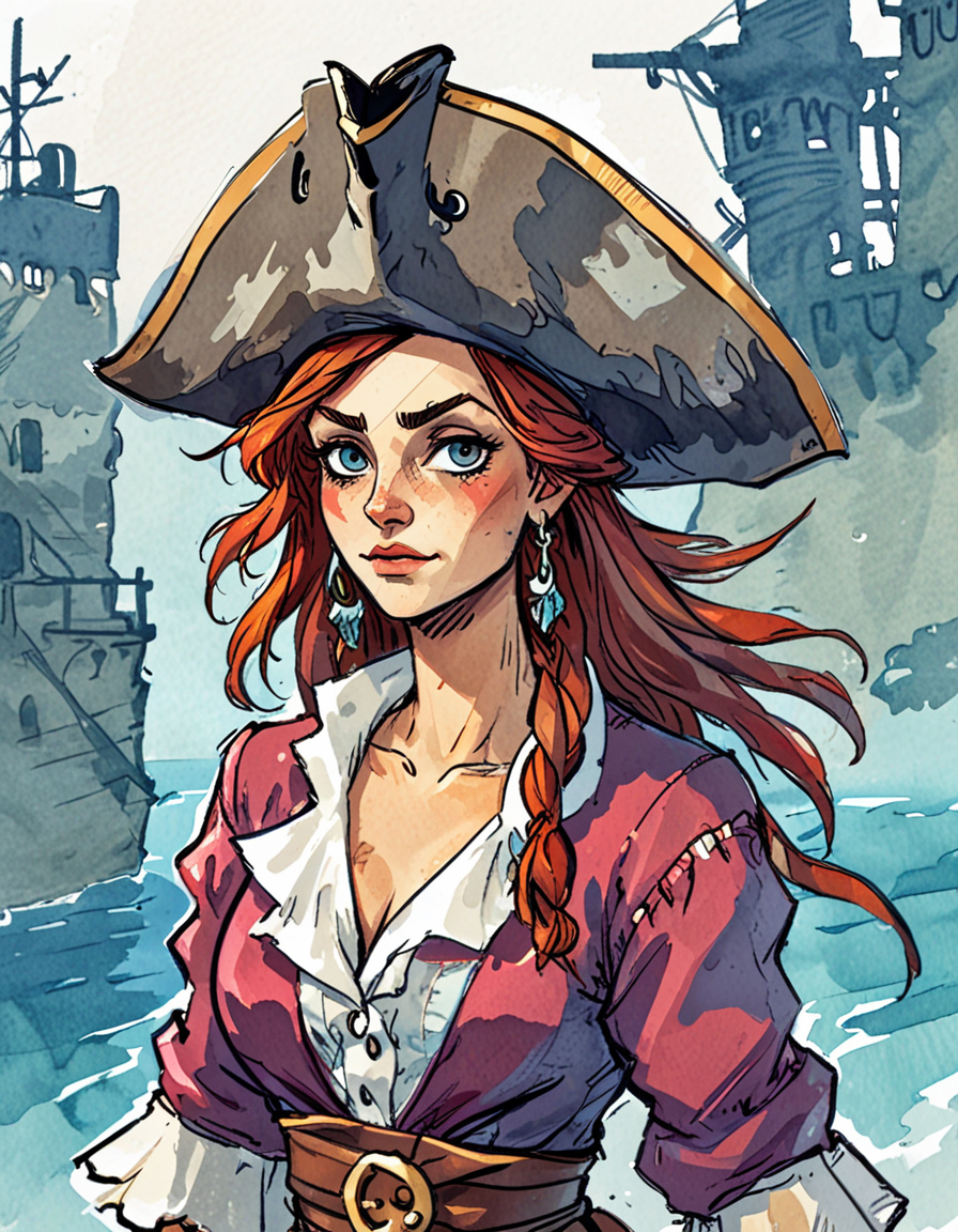 pirate woman expressionism  <lora:novuschroma43 style:0.75> novuschroma43 style illustration <lora:sdxl_lightning_8step_lora:1>