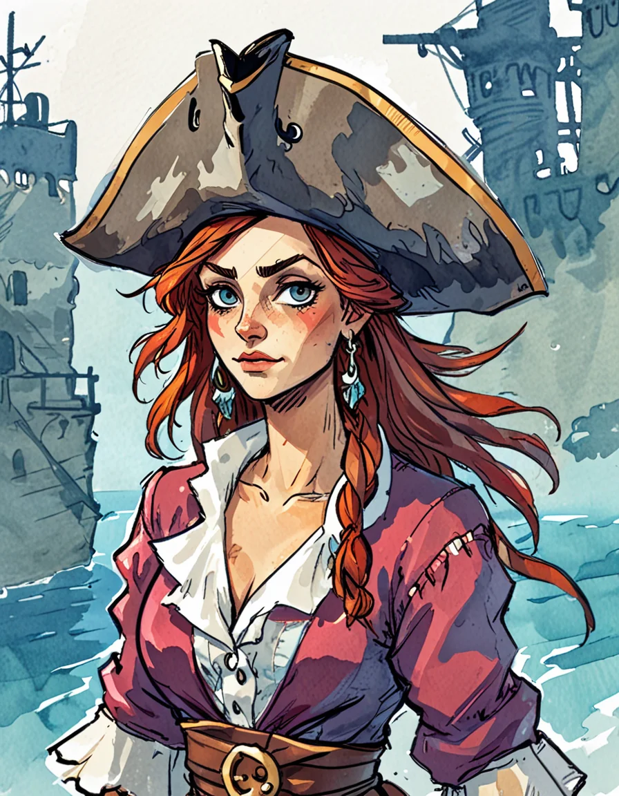 pirate woman expressionism <lora:novuschroma43 style:0.75> novuschroma43 style illustration <lora:sdxl_lightning_8step_lora:1>