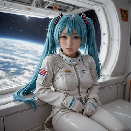 score_9,score_8_up,score_7_up, orgasm face,eyes,shiny oild skin,looking at viewer,sweat,
1girl,hatsune miku, blue hair,twintails, thick thighs, medium breasts, (spacesuit), space helmet, earth (planet), space, sp4cecraft, spacecraft_interior,
<lora:Space_ship_concept:0.75>