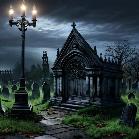 (masterpiece:1.2), (best quality,:1.2), 8k, HDR, ultra detailed, ((photorealistic)), professional light, cinematic lighting, fashion photography, ambient lighting, background, a dark and sinister gothic graveyard, open! graves, broken coffins, Darkness, <lora:Darkness-10:1>,  epiCPhoto,