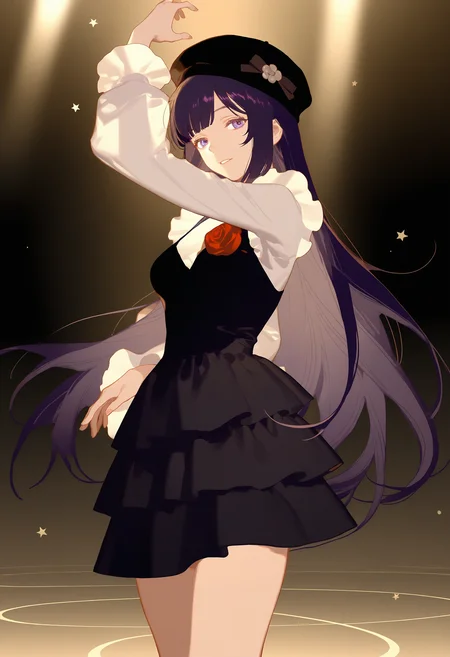 1girl,dark purple hair,sideloks,beila\(asoul\),beilabirthday,long sleeves,hat,red flower,frilled dress,rose,voluptuous,plump,star \(symnol\),
artist:rei \(sanbonzakura\),artist:ask \(askzy\),artist:ningen mame,artist:doremi (doremi4704),
dancing,stage,spotlight,glowing lights,soft movements,(graceful:1.3),(gentle flow),(serene expression),(relaxed pose),(focused lighting:1.5),(shimmering background),(vivid colors),(peaceful atmosphere),(calm elegance),(soft focus on dancer),(dynamic composition),glowing stage,(delicate gesture),(soothing mood),(dreamy vibe),(fluid motion),(expressive eyes),(elegant dance),(artistic energy),best quality,detailed background,tranquil,mesmerizing,heartwarming,magical ambiance,captivating performance,serene stage,reaching,hands reaching out,good hands,five fingers,
<lora:Bellatest4-000018:0.7>,