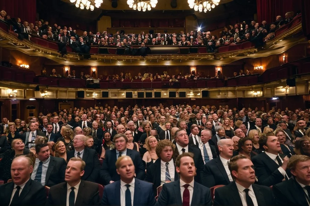 photo of a large group of people in suits and ties sitting in a large concert hall, (many faces),  <lora:people_010_cosine_iter4_ 0000025all_jugger_adafactor_128_64_new:0.7>