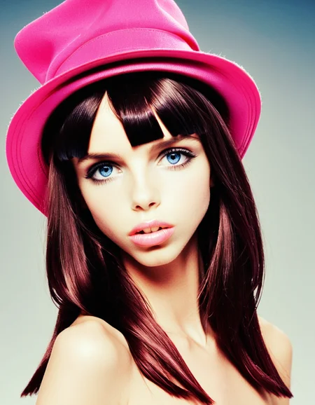 a radiant creation by rankin of a fashion model looking like eleaxl6 posing wearing a hat