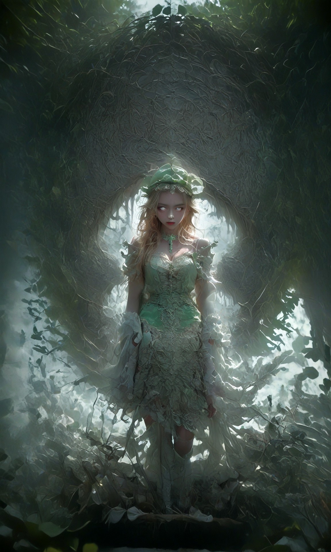 soft light, perfect anatomy ,  sharp focus, ((Depth of field)) deep depth, (Ultra detailed), best quality, intricate lighting, (absurd resolution), high resolution, intricate details, volumetric lighting, green hat, yellow hair, flowing detailed hair, innocent eyes, white panty hose, green skirt, green shoulder straps , white thick inner shirt, green striped socks, green shoes, small hat, twin tail hair,  natural cloths, wild like girl, Fun Spirit, Fine Details, ,Fun Spirit, Fine Details,, s4ish0,, curious excitement , (white center tones), (green inner tones),  (festival)