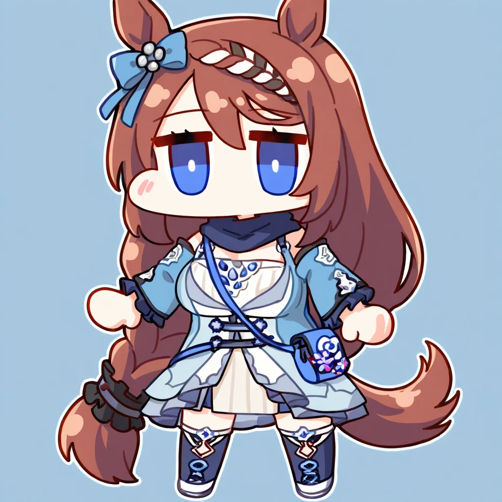 chibi,<lora:nineface-chibi-noob1-5:1>,
1girl,solo, ,super creek \(umamusume\),umamusume,animal ears,
