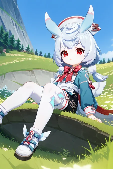 score 9, score 8 up, score 7 up, rating explicit,
detailed background, upperbody, detailed eyes, red eyes, (fullbody:1.2),
Sigewinne, 1girl, lshoes, white thighs,
looking at viewer, outdoors, sky, grass  <lora:Sigewinne.pony:1>