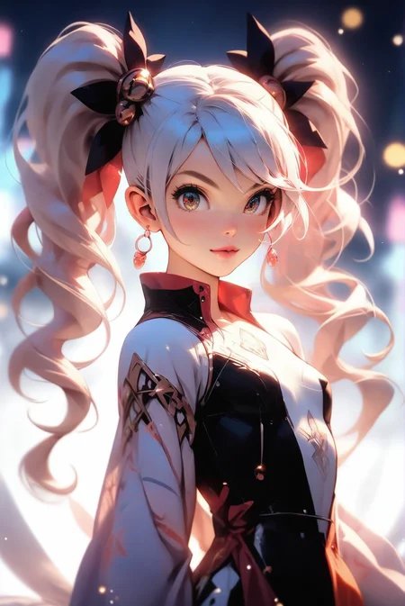 source_anime, score_9, score_8_up, score_7_up, anime style, big pretty eyes, rating_safe, 1girl, woman, f/1.4 lens, bokeh, tiny Huckleberry fairy princess, see-through gossamer, ;<, bombshell hair, platinum hair, twintails, thicc athletic build, small breasts, caucasian, whimsical,ghostly scifi cloud city at the beginning of the universe<lora:EnvyPonyPrettyEyes01:1>