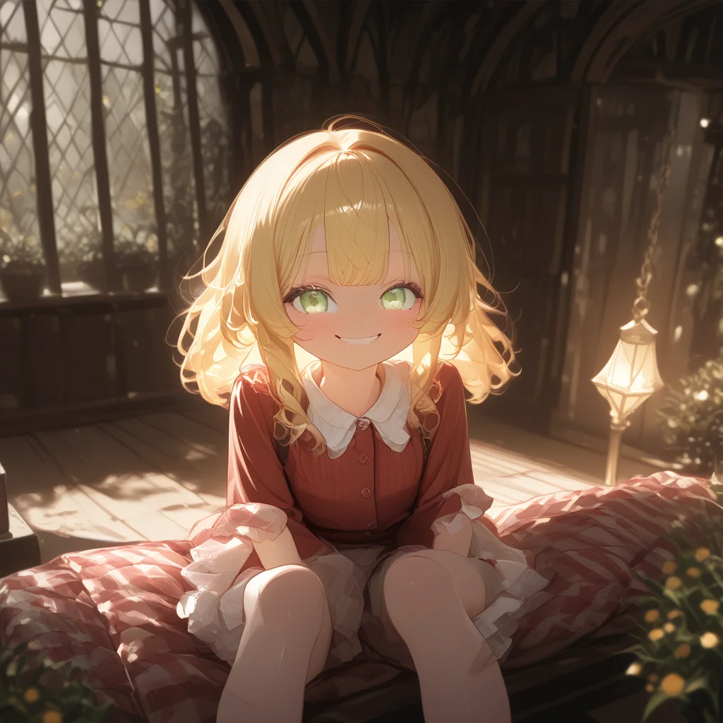 <lora add textures: XL Collection Images V.5 Expanded>, soft light, jacket, shoes, smiling, contextual textures, blonde hair