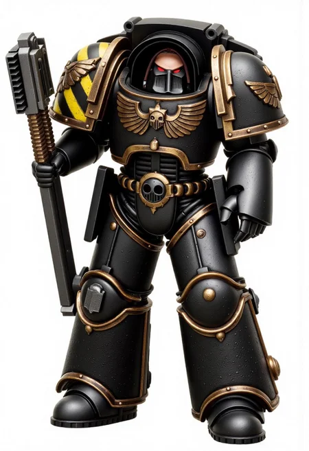Score_9_up, absurdres, Source: GamesWorkshop, best quality, expressive eyes, perfect face, space marine, Iron Warriors Traitor Astartes Chapter space marine in terminator armor holding a chainsword, astartes helmet, full body, volumetric lighting project unreal engine, mantisdetailerse, adddetails, <lora:PeopleCountSliderLoRAv1:2.0>, <lora:warhammerAdeptus_v1:0.7>,