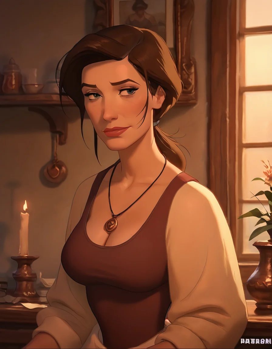 score_9, score_8_up, score_7_up, masterpiece, 1woman, 45 year old, sarahhawk1ns, (sexy:1.2), large breasts, necklace, natural sagging, beautiful mature woman, milf, brown hair, cleavage, (mature female:1.3), seductive, skimpy slutty outfit