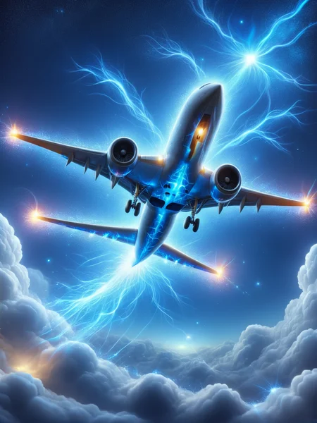 Ais-sparkz airplane flying through a story night sky <lora:Sparks_Style_SDXL:1>