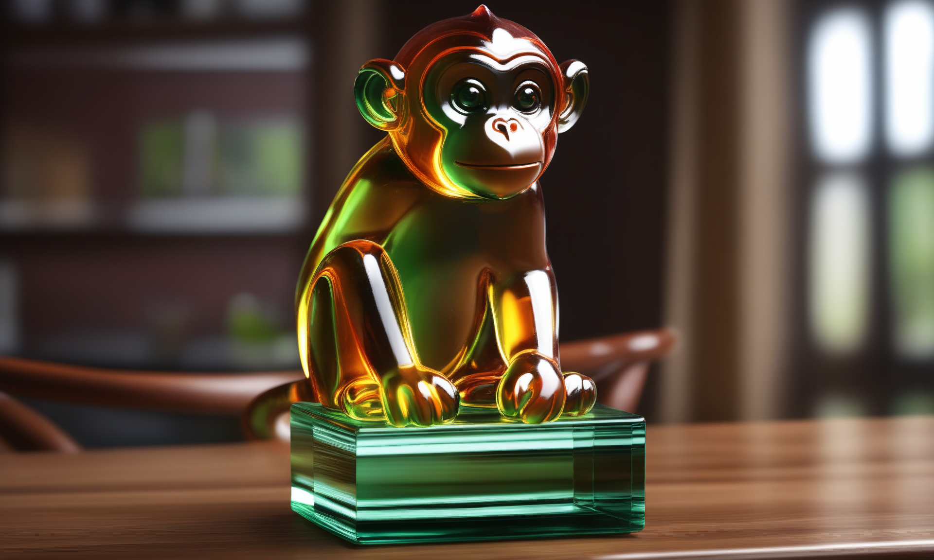 <lora:colouredglazecd_xl-000006:0.6>, a statue of a monkey made of glass in office scene, full body, colorful theme, (transparent:1.3, see-through:1.3), colouredglazecd_xl, indoors, chinese zodiac, wooden table, cutie, cute, still life, animal statue, front view, facing viewer, looking at viewer, (Unbelievable Digital Artwork:1.3), fine art, CGSociety, ArtStation, master works, 8K,HDR,UHD,masterpiece,best quality,highly detailed,emotional,harmonious,high budget,moody,epic,gorgeous,high resolution,perfect lighting,finely detail,extremely detailed,ultra detailed,realistic,photorealistic,huge filesize,photographic,real,wallpaper,moody lighting,volumetric lighting,reality ray tracing