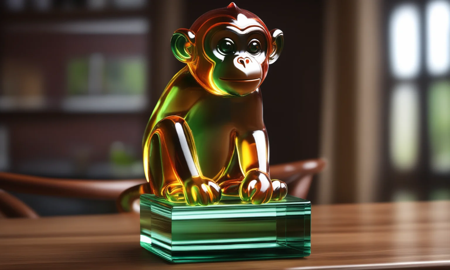 <lora:colouredglazecd_xl-000006:0.6>, a statue of a monkey made of glass in office scene, full body, colorful theme, (transparent:1.3, see-through:1.3), colouredglazecd_xl, indoors, chinese zodiac, wooden table, cutie, cute, still life, animal statue, front view, facing viewer, looking at viewer, (Unbelievable Digital Artwork:1.3), fine art, CGSociety, ArtStation, master works, 8K,HDR,UHD,masterpiece,best quality,highly detailed,emotional,harmonious,high budget,moody,epic,gorgeous,high resolution,perfect lighting,finely detail,extremely detailed,ultra detailed,realistic,photorealistic,huge filesize,photographic,real,wallpaper,moody lighting,volumetric lighting,reality ray tracing