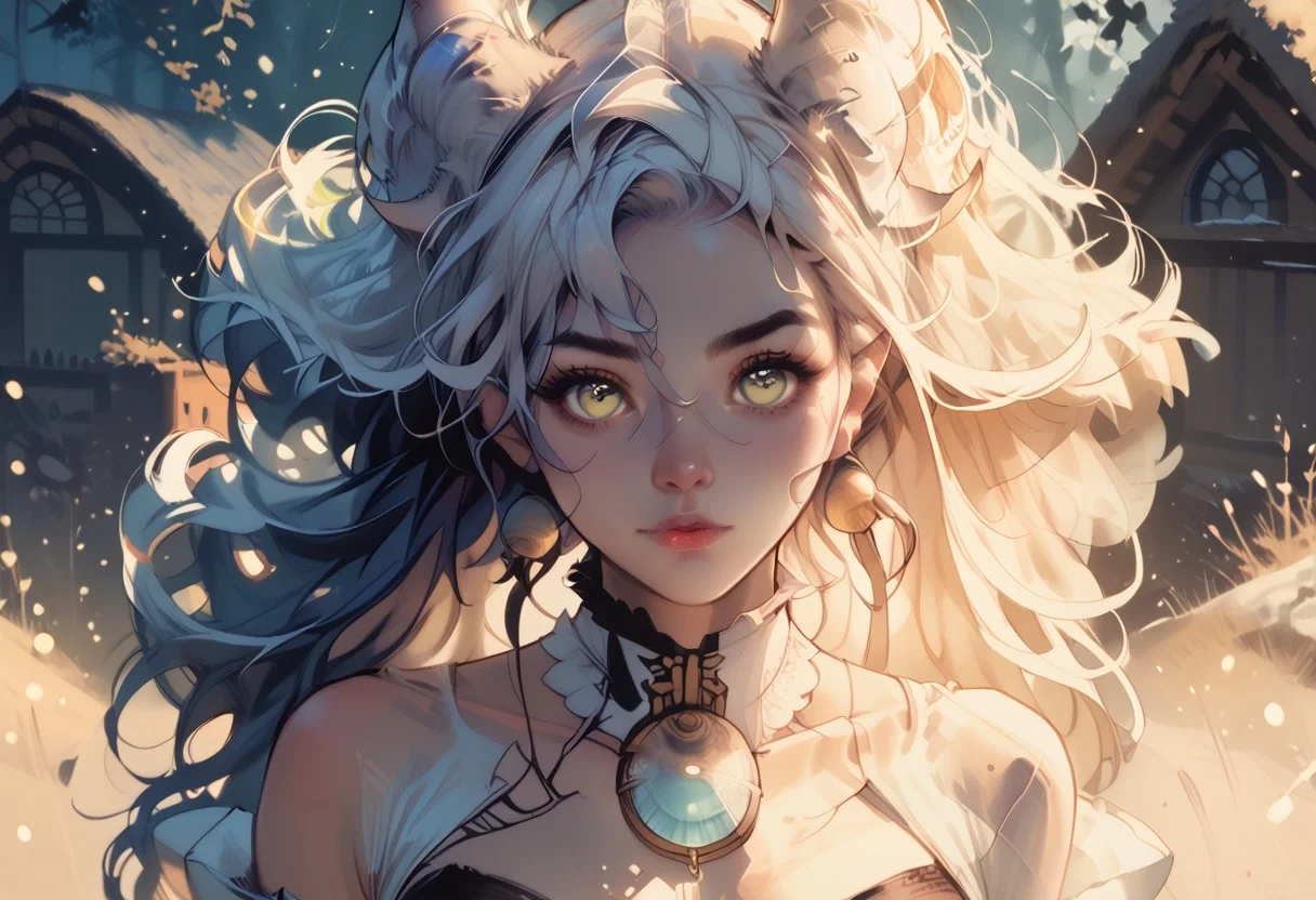 (score_9, score_8_up, score_7_up, score_6_up, 1girl, solo, embedding:zPDXL), Nemesis: A wavering mist takes form, elongating into dark tendrils. Her hair flows like an snowy white mist, her eyes a swirling bright sapphire. Her form is that of a beautiful woman, hourglass figure, (tiefling with black skin), sheep girl, wavy hair, white dress, (in the abyss),skyaboveme,by pistachiocream,light rays,lens flare,light particles,beautiful color, detailed, amazing quality, commix style