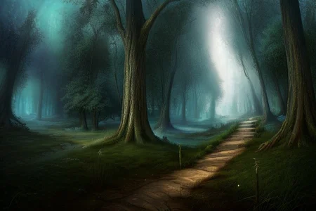 score_9, score_8_up, score_7_up, highly detailed,
((detailed background, fantasy forest background, fog, glowing light, trees, grass, narrow path)), no people,