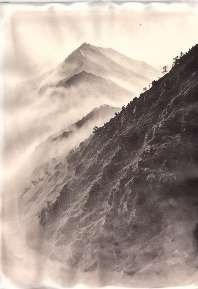 lith_orwo_dokumentenpapier_D, instagram photo,a foggy mountain, hard shadows, film grain