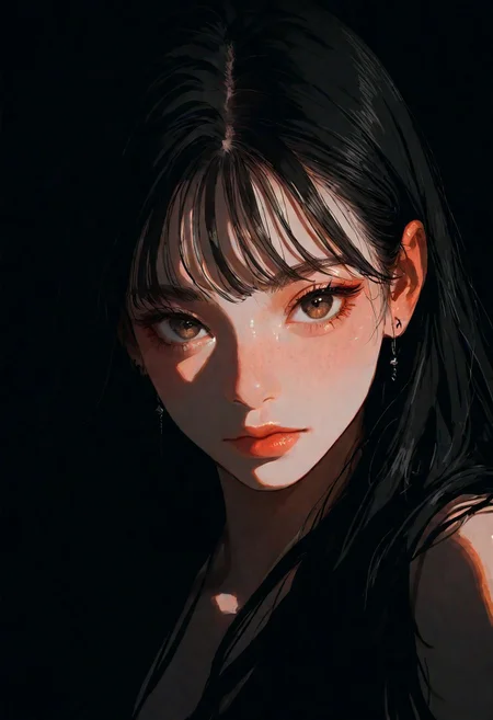 masterpiece, best quality, good quality, very awa, very aesthetic, absurdres, newest, 1girl, portrait, neutral background