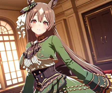 masterpiece, best quality, amazing quality, , 1girl, solo, looking at viewer, <lora:Satono Diamond in game style 3D:1> ummsmingame, 3d, satono diamond \(umamusume\)