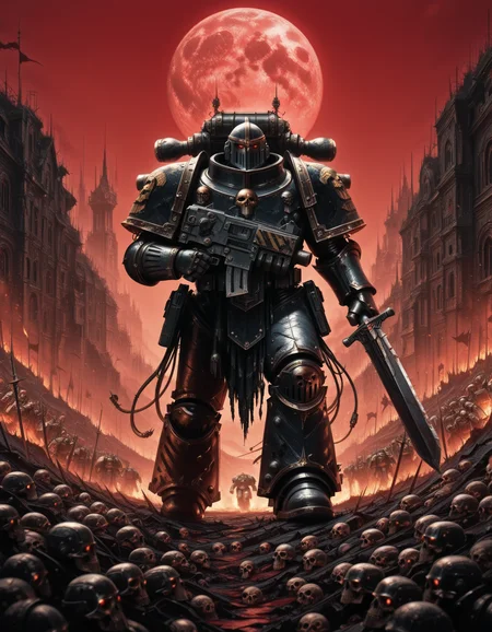 masterpiece, best quality, high quality, newest, highres,8K,HDR,absurdres, IronW40k, (multiple boys, multiple men), military march, army, marching, holding bolter, heavy bolter, helmet, detailed helmet, red eyes, mechanical power armor, intricate patterns, ethereal glow, holding sword, armored gauntlets, BREAK
war background, ruins, burning, skulls, blood moon, red sky, horror \(theme\), dark, creepy, misty environment, depth of field, dramatic lighting, detailed background, dynamic pose, foreshortening, fantasy illustration, military march, cinematic shot., detailed background, dynamic pose, dynamic composition,dutch angle, detailed backgroud,foreshortening,blurry edges 
BREAK <lora:ILLIronW40k:1>  <lora:cyber_style_illustrious:1> wm_cyber,  <lora:Bolter_-_Warhammer_40000_Pony_SDXL:1> a bltgun bolter weapon