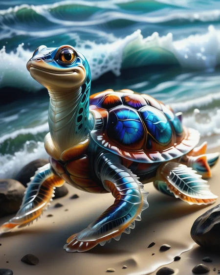 score_9, score_8_up, score_7_up, intricate details, rating_safe,
<lora:BioIceCrystalsPONY:1>, 1boy(made out of Jed-Blmicry, bioluminiscence, translucent,
anthro furry, sea turtle,
full body, looking at the viewer, solo, smiling), detailed background, depth of field, subsurface scattering, 
<lora:ral-chrosc-clr:0.3>, ral-chrosc-clr,
<lora:xl_more_art-full_v1:0.3>,
<lora:add-detail-xl:0.3>