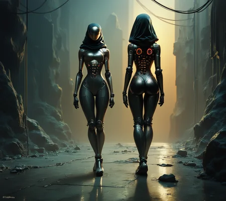 score_9, score_8_up, score_7_up, score_6_up, score_5_up, score_4_up, photoshot, A full-body shot of an athletic Middle Eastern woman in a form-fitting, futuristic jumpsuit. Her hair is wrapped in a sleek, metallic hijab that glistens under the lights. She stands tall and powerful, exuding strength and determination, with her intense gaze fixed straight ahead., highly detailed, backlight <lora:ponys-dream:.9>