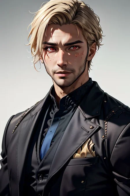 Master piece, highest quality, highest possible OverallDetail, semirealistic, red eyes,
Create an elder of a cultivator sect.
The character looks like he is in his late twenties or early thirties. He is handsome.
He has blond styled hair.
His eyes are darkblue. Detailed face.