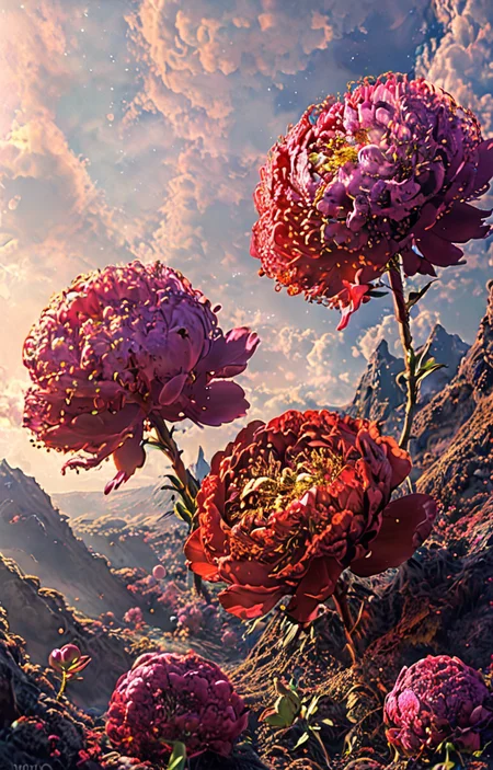 masterpiece,best quality,<lora:tbh8-sdxl:0.9>,illustration, decaying peonies