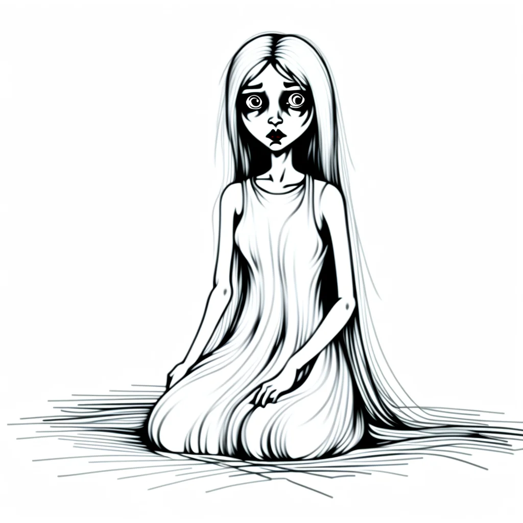 spot color, dress, traditional media, 1girl, monochrome, blood, greyscale