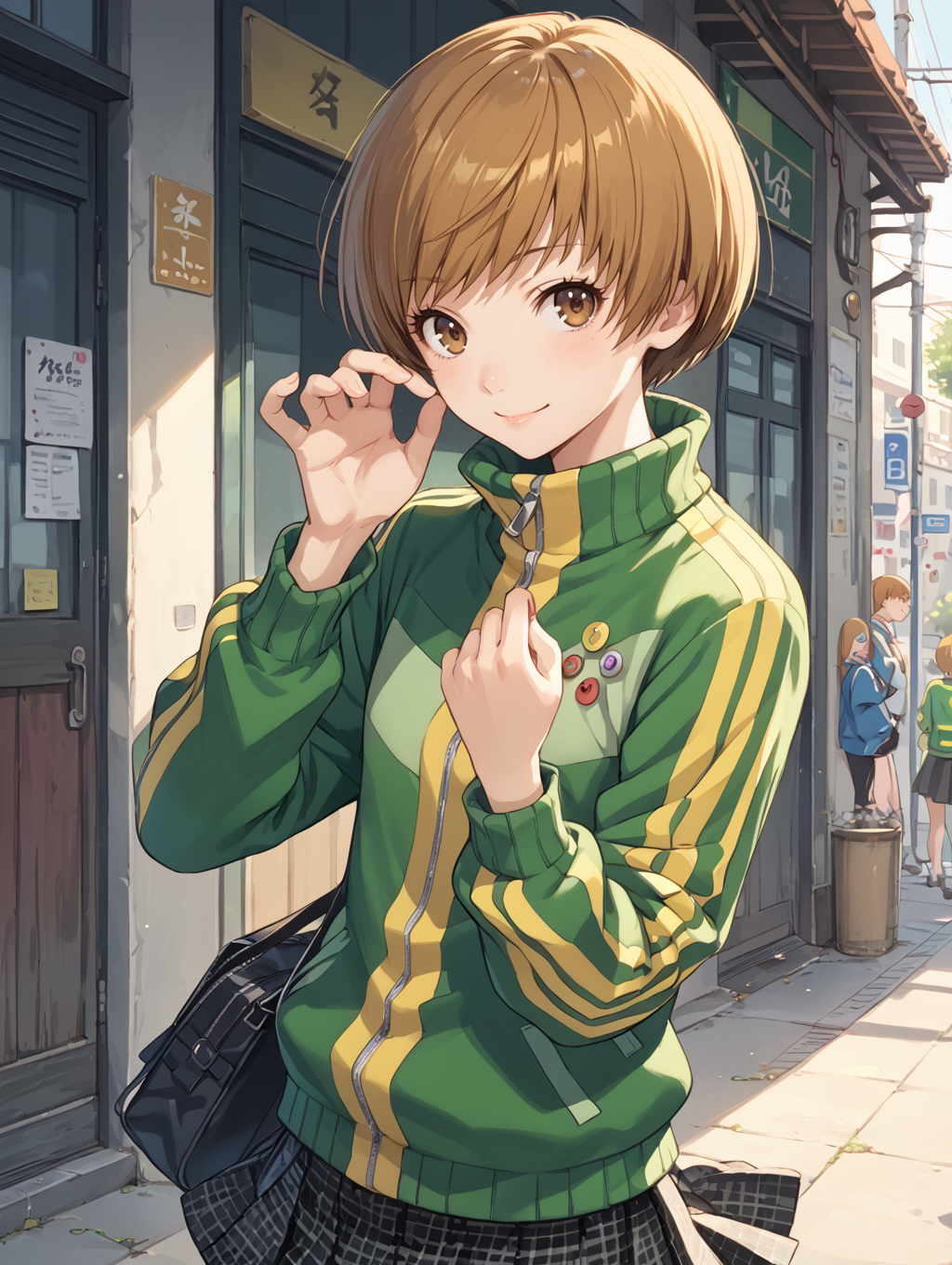 score_9, score_8_up, score_7_up,source_anime,BREAK,
light smile,  satonaka_chie, <lora:satonaka_chie:1>