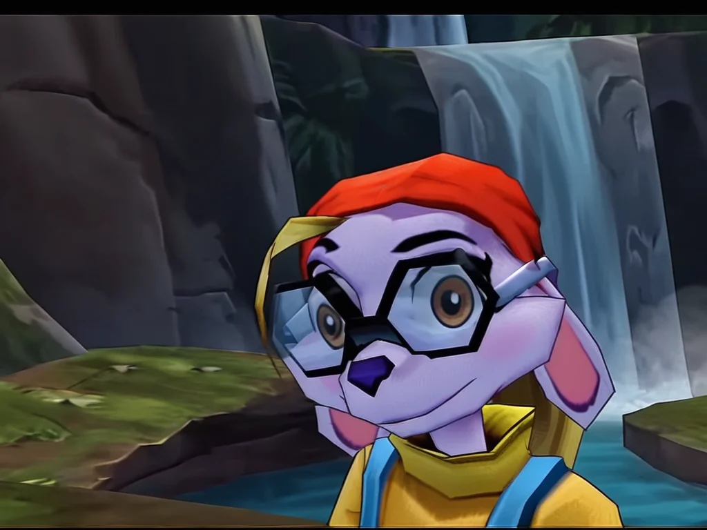 Score_9, score_8_up, score_7_up, BREAK, screencap, letterboxed,
outdoors, waterfall, steam,
<lora:Penelope_V1.1:0.9> Penelope, furry female, glasses, brown eyes, mouse ears down, purple skin, long blonde hair, ponytail, red bandana, yellow long sleeves, blue overalls, turtleneck, portrait, facing viewer, smile, looking at viewer