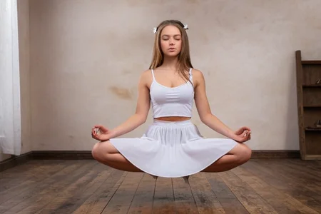 1girl, 18-year-old, pure, beatific, innocent, perfect face, nubile, fit, solo, slender, levitate, lotus pose, wooden floor, white skirt and top, hairpins , long hair, perfect face, massive breasts, realistic breasts, visible chi , three quarter profile, supernatural currents, asymmetric composition, renaissance composition, psychic electricity, mandala hallucination
<lora:levitate-PNY-SDXL-SD15-Panache-000006:1>