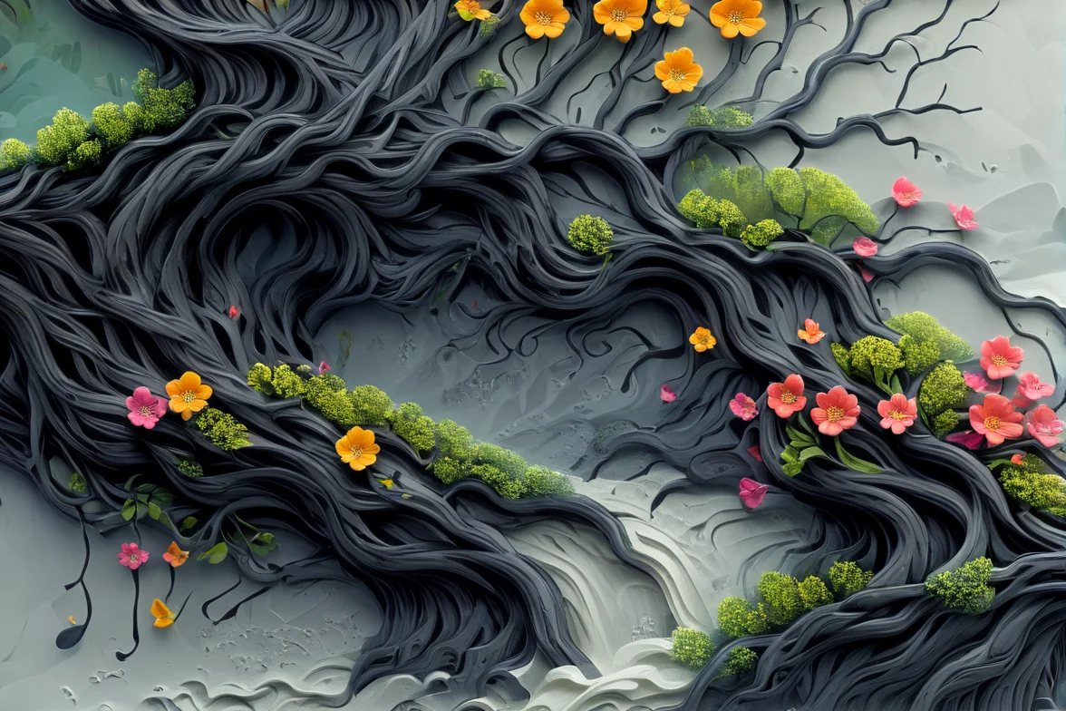 <lora:artfullyTREELUSION_SDXL_V1:1>, arttrlsn,
<lora:artfullyFLOWERTREE_SDXL_V:1>, artflwtr, tree, waterfall, flowers, carved relief
