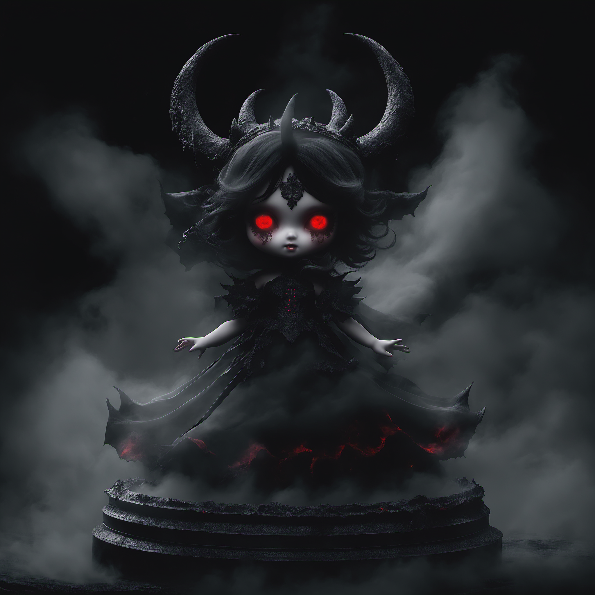 <lora:[XL]DOLL:1>A girl like demon covered in dark mist