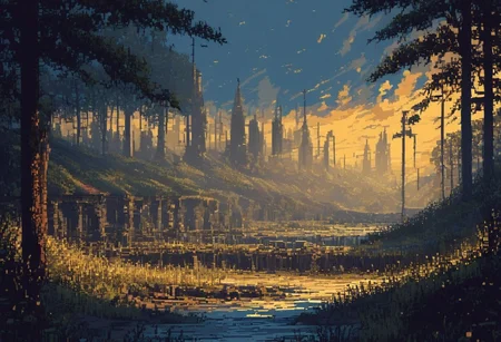Lift your head up darling and look around you and try and see the beauty in what surrounds you. Because maybe your dreams are just not that far away and who am I to be telling you to stay?
ultra quality, d3p1x3l, pixel art, scenery