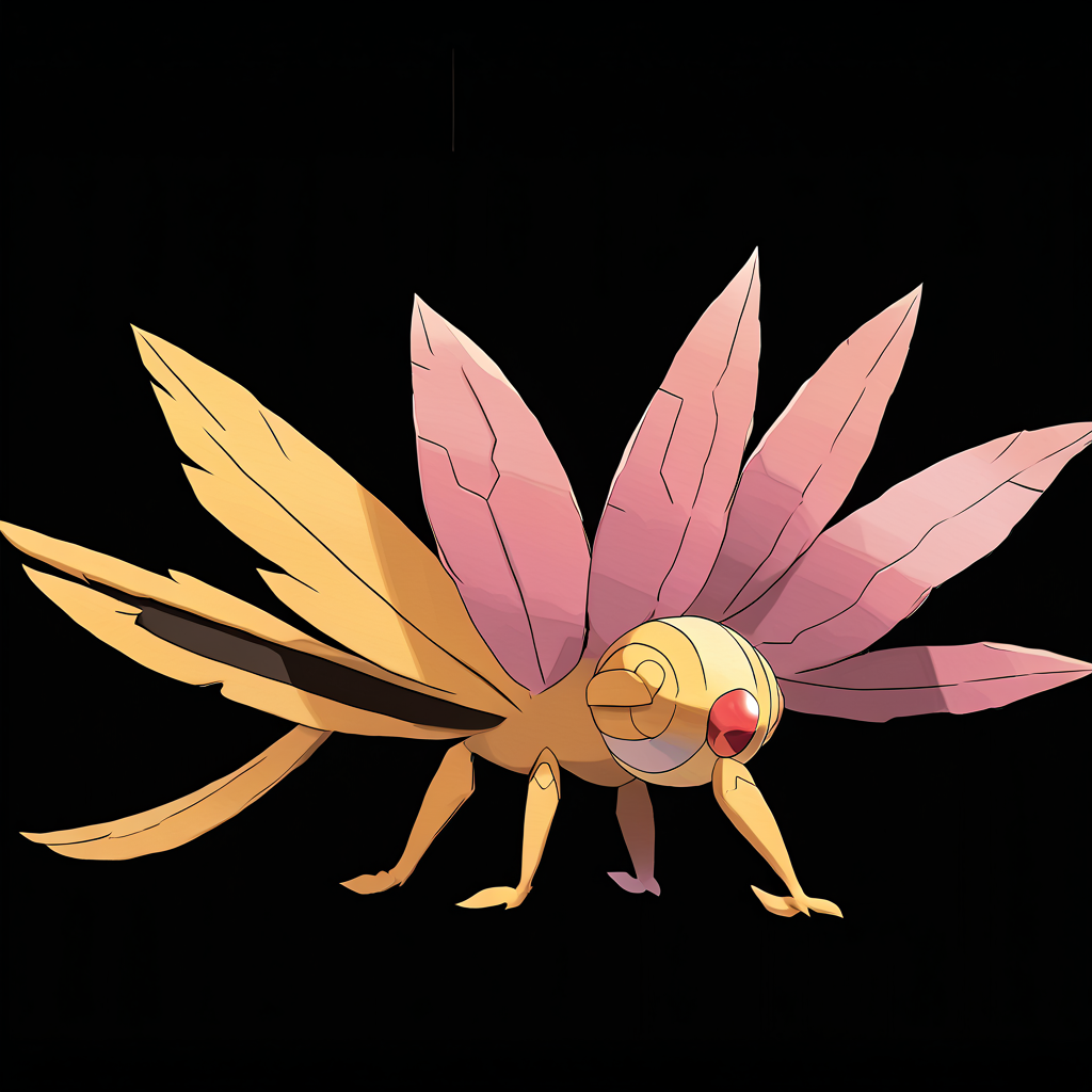 <lora:pokemon_pony_xl:1>, watercolor creature art like pokemon, Type: Bug, Type: Psychic, Egg Group: Human-Like, is a pokemon creature that The creature's skin glistens with a Pink sheen after bathing reflecting its cleanliness and Steel purity,Its feathers can stiffen into Brown quills providing defense against Poison threats and rival challenges,Its digits end in Yellow suction cups, facilitating intricate manipulation of objects and climbing of sheer surfaces,Its bark peels away in Copper strips revealing a new layer of Fuchsia bark beneath it,The animal's singing causes the air to vibrate with White harmonies that heal the wounded and soothe the weary score_9, score_8_up, score_7_up, score_6_up, score_5_up, score_4_up.  Simple black background, (Masterpiece:1.3) (best quality:1.2) (high quality:1.1)