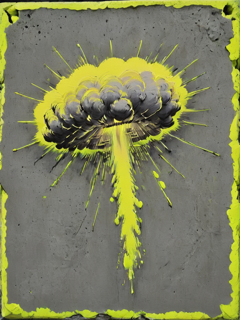 conrtneo, a neon yellow nuclear explosion bursting in neon concrete,  <lora:- SDXL - conrtneo _neon-concrete _V2.0:.8>