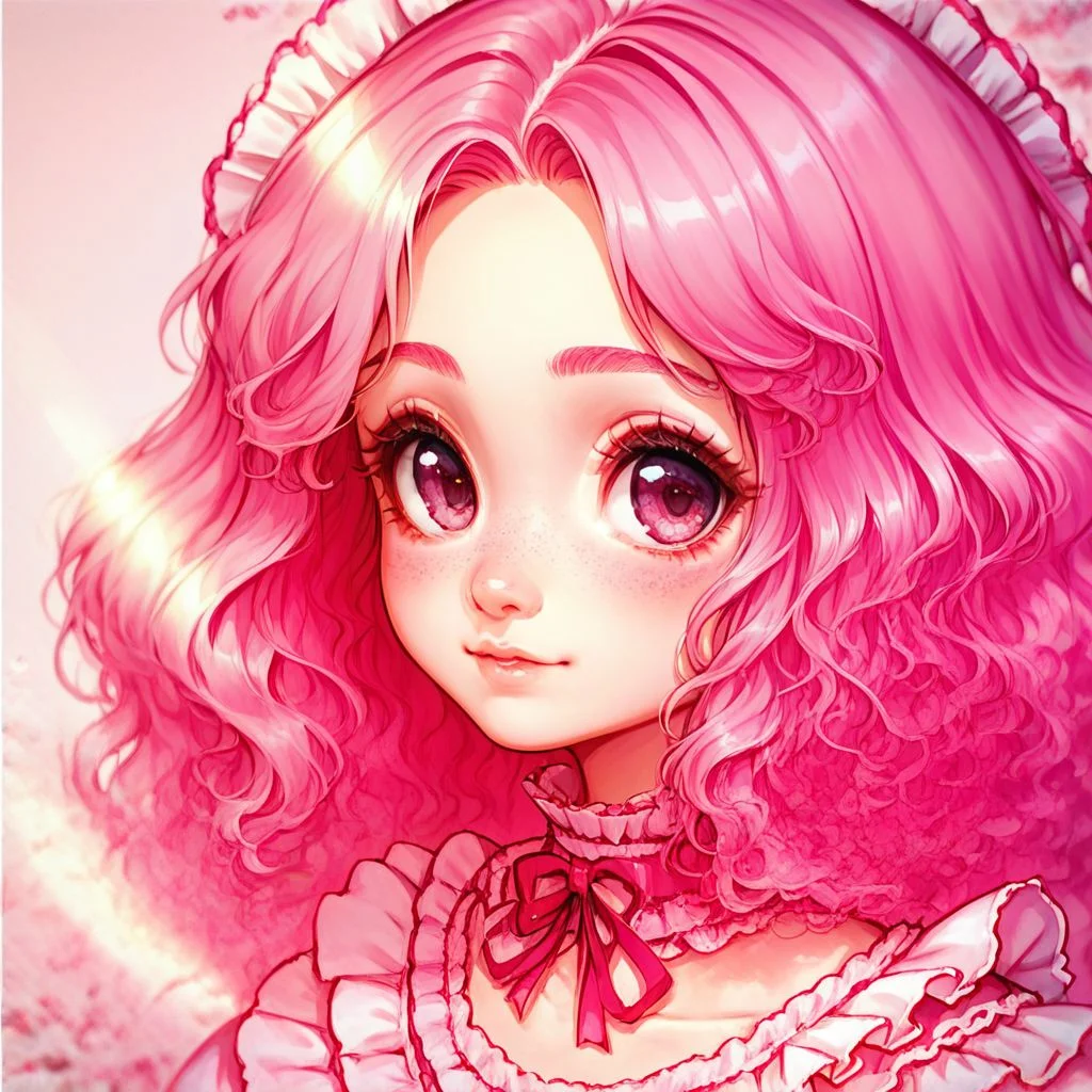 score_9, score_8_up, score_7_up,cute girl,, pink , frills, lace,cutestyl3, close up, portrait